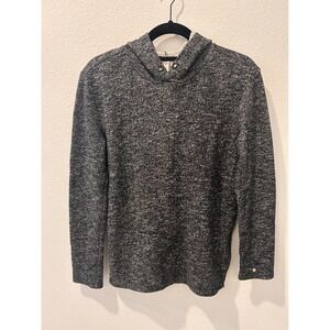 Fabletics Womens Marled Gray Knit Hoodie Side Zip Pullover Sweatshirt Medium